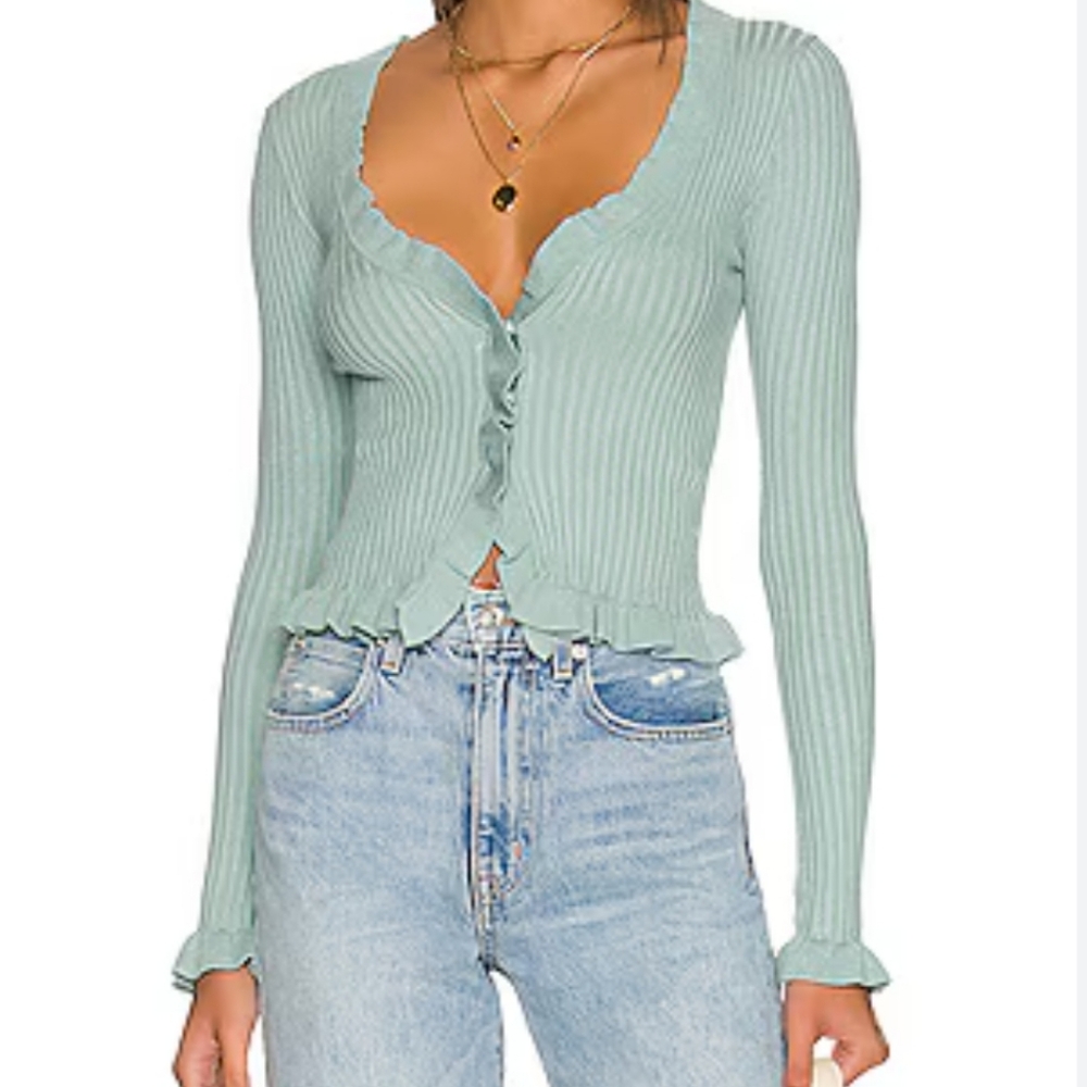 BRAND NEW
Lovers + Friends Carissa Ruffle Sweater in Baby Blue Size XS
